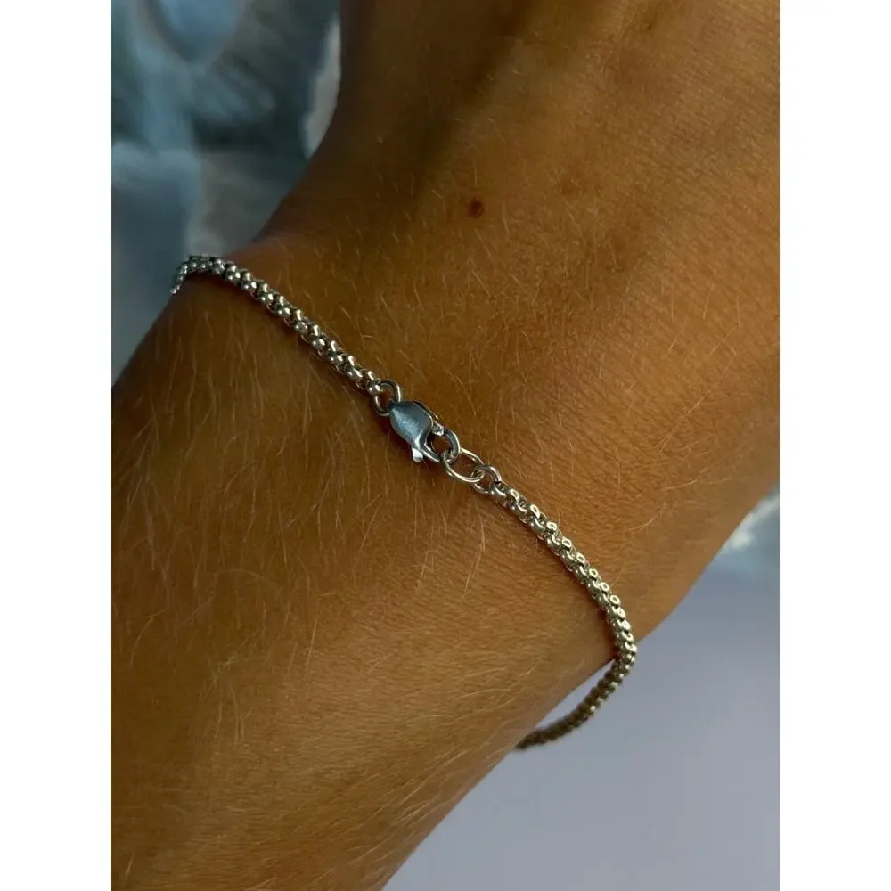 925 Sterling Silver Jade Flower Bracelet Length 7